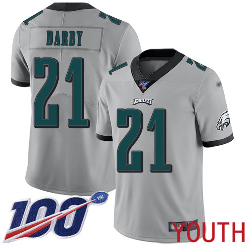 Youth Philadelphia Eagles #21 Ronald Darby Limited Silver Inverted Legend NFL Jersey 100th Season Football->youth nfl jersey->Youth Jersey